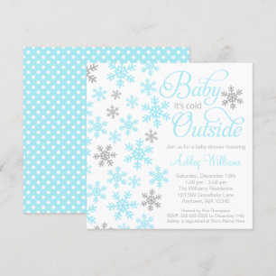Invitación Bebé hace frío fuera del Baby Shower Aqua Gray