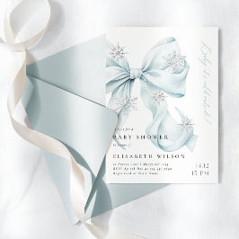 Invitación Bebé, hace frío fuera del Baby Shower Blue Bow