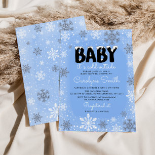 Invitación Bebé, hace frío fuera del Baby Shower Blue Boy