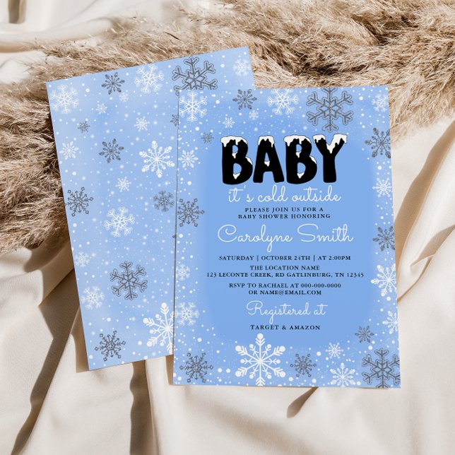 Invitación Bebé, hace frío fuera del Baby Shower Blue Boy (Subido por el creador)