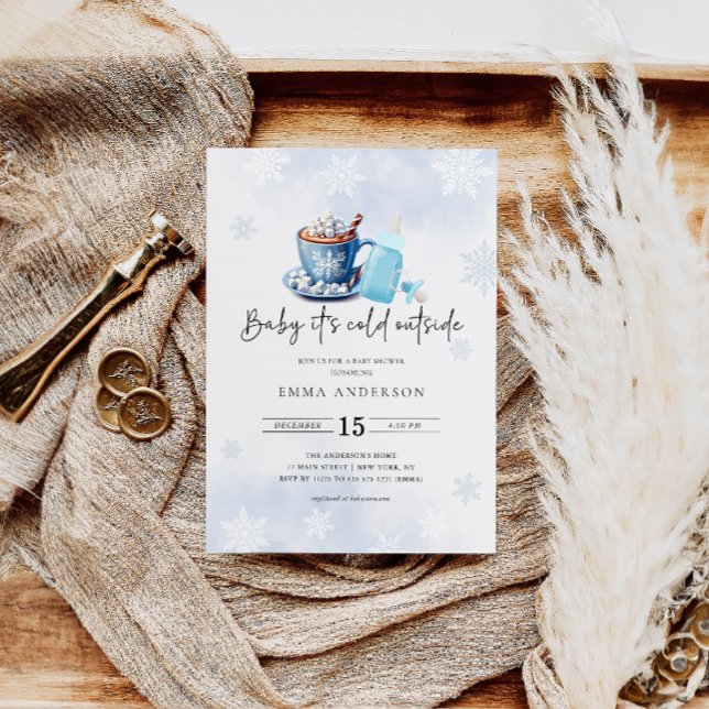 Invitación Bebé, hace frío fuera del Baby Shower Blue Boy (Subido por el creador)