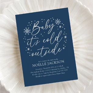 Invitación Bebé, hace frío fuera del Baby Shower Blue Snowfla