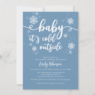 Invitación Bebé, hace frío fuera del Baby Shower Blue Winter 