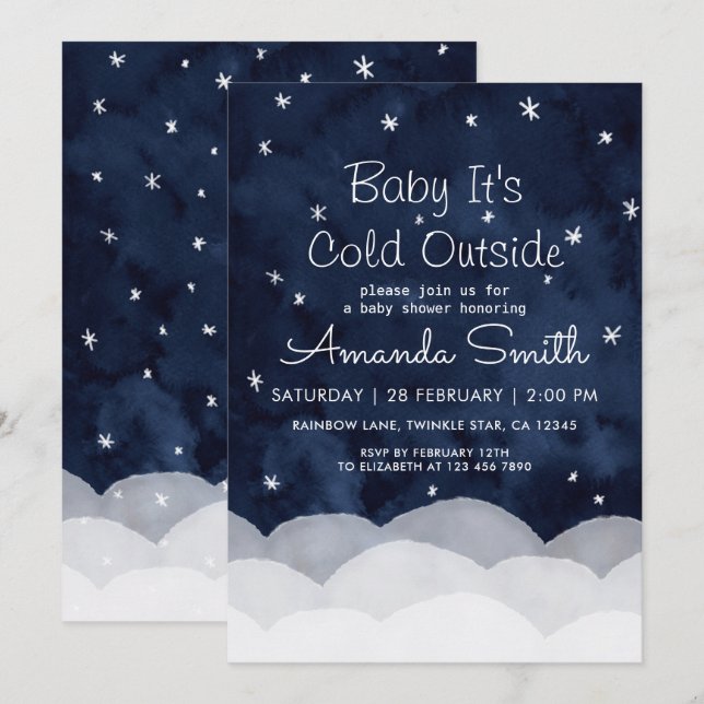 Invitación Bebé, hace frío fuera del Baby Shower caprichoso (Anverso / Reverso)