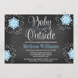 Invitación Bebé, hace frío fuera del Baby Shower con copos de