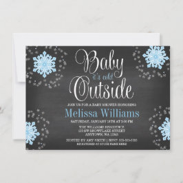 Invitación Bebé, hace frío fuera del Baby Shower con copos de