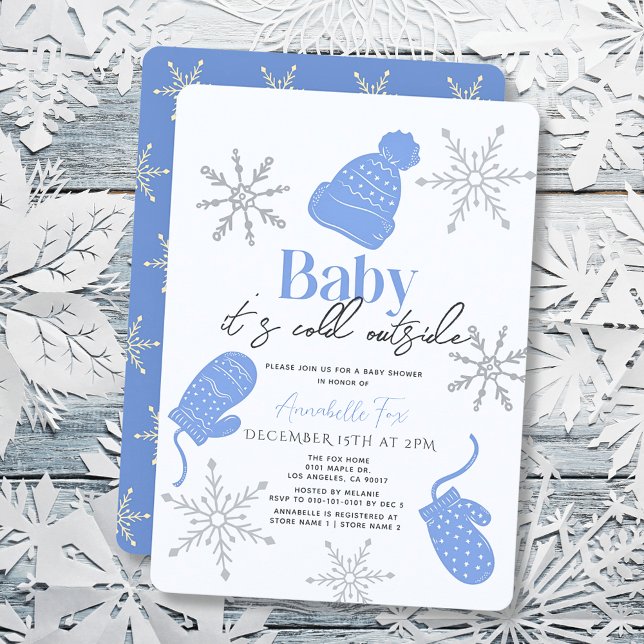 Invitación Bebé, hace frío fuera del Baby Shower de Blue Bean (Subido por el creador)