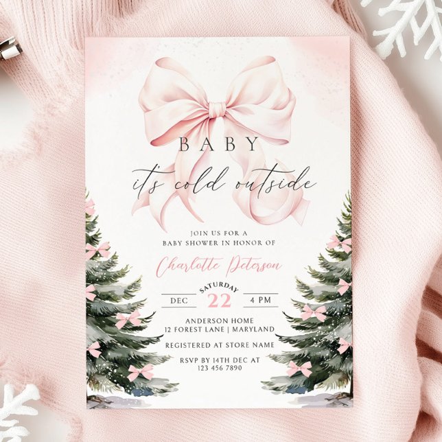 Invitación Bebé, hace frío fuera del Baby Shower de Bow (Subido por el creador)