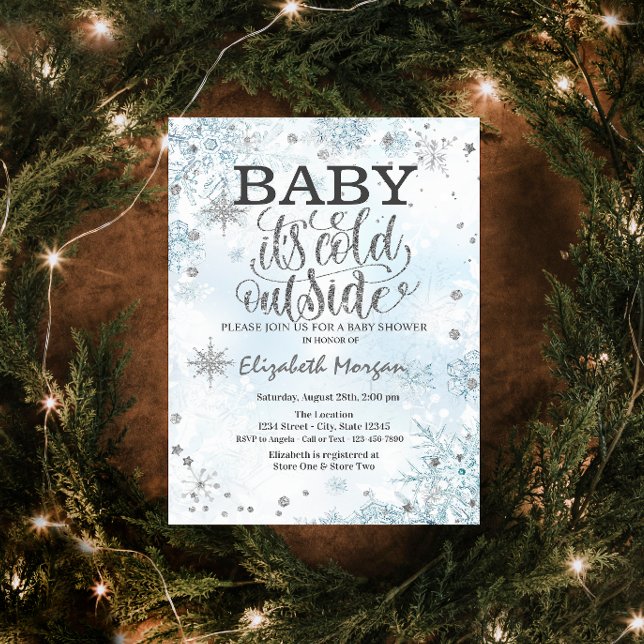Invitación Bebé, hace frío fuera del Baby Shower de copos de  (Subido por el creador)