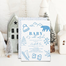 Bebé, hace frío fuera del Baby Shower de esquí azu