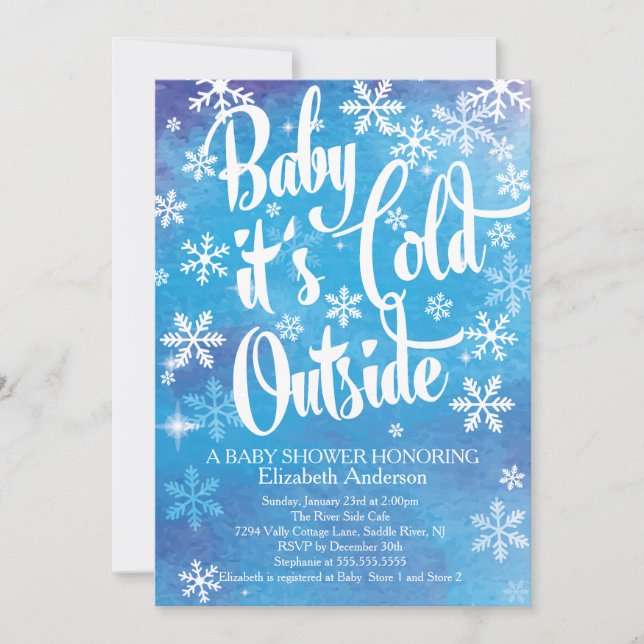 Invitación Bebé, hace frío fuera del Baby Shower de invierno  (Anverso)