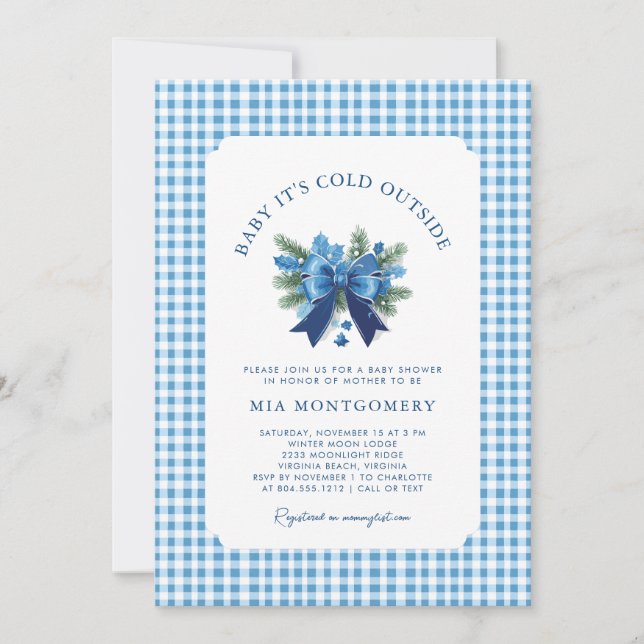 Invitación Bebé, hace frío fuera del Baby Shower de invierno  (Anverso)