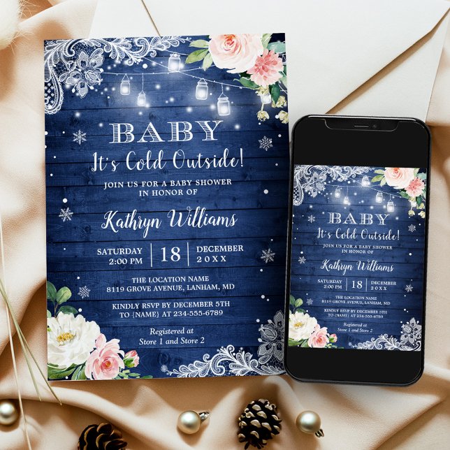 Invitación Bebé, hace frío fuera del Baby Shower de invierno  (Perfect choice for hosting a winter-themed baby shower and welcoming your bundle of joy in style.)