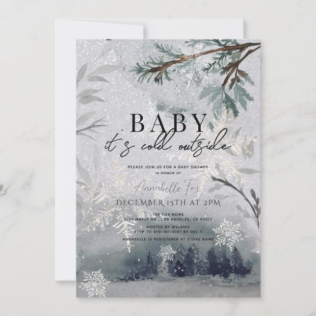 Invitación Bebé, hace frío fuera del Baby Shower de la selva  (Anverso)