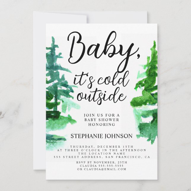 Invitación Bebé, hace frío fuera del Baby Shower de la selva  (Anverso)