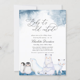 Invitación Bebé, hace frío fuera del Baby Shower de los anima