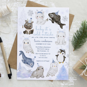 Invitación Bebé, hace frío fuera del Baby Shower de los anima