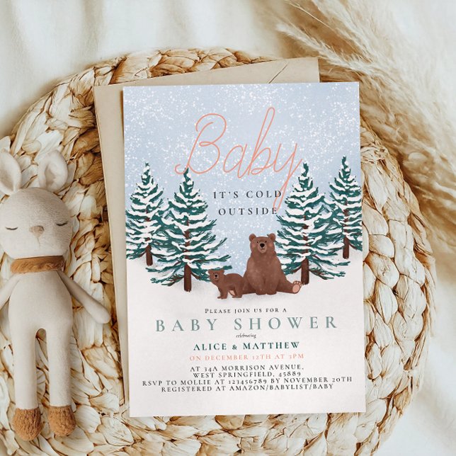 Invitación Bebé, hace frío fuera del Baby Shower de los pinos (Subido por el creador)