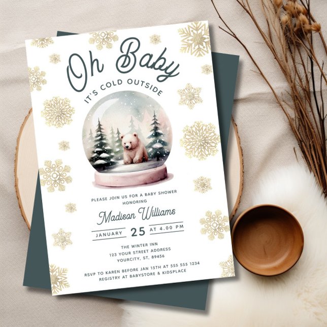 Invitación Bebé, hace frío fuera del Baby Shower de nieve de  (Baby It's Cold Outside Winter Snow Baby Shower Invitation)