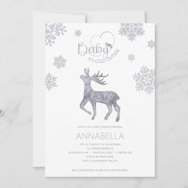 Invitación Bebé, hace frío fuera del Baby Shower de renos nór (Anverso)