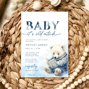 Invitación Bebé, hace frío fuera del Baby Shower del oso de i