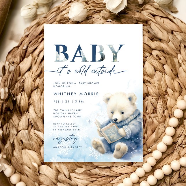 Invitación Bebé, hace frío fuera del Baby Shower del oso de i (Subido por el creador)