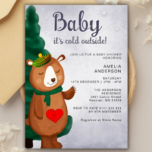 Invitación Bebé, hace frío fuera del Baby Shower del oso de i
