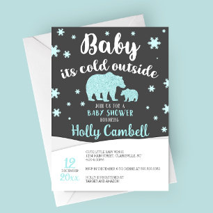 Invitación Bebé, hace frío fuera del Baby Shower del oso pola
