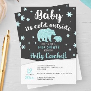 Invitación Bebé, hace frío fuera del Baby Shower del oso pola