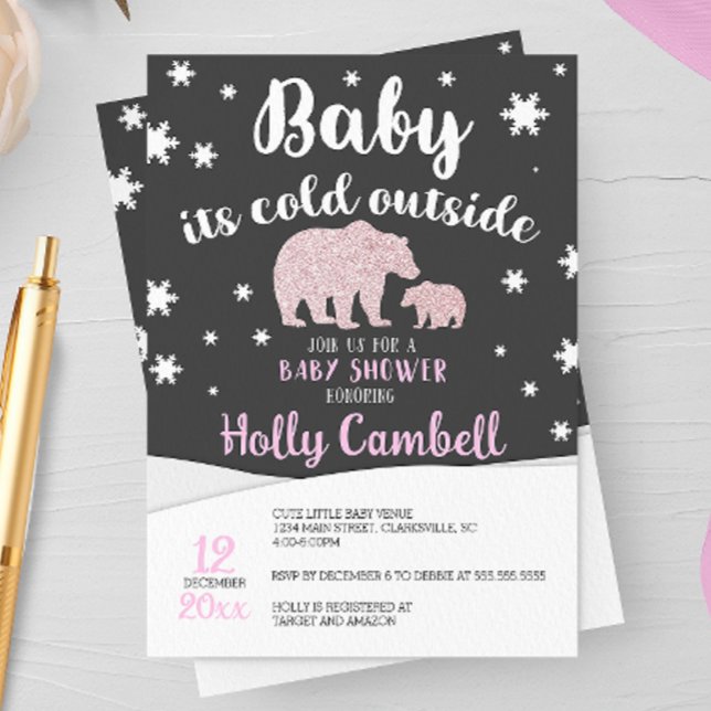 Invitación Bebé, hace frío fuera del Baby Shower del oso pola (Subido por el creador)