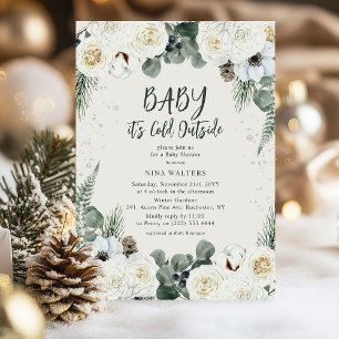 Invitación Bebé, hace frío fuera del Baby Shower floral de in