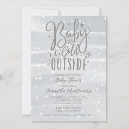 Invitación Bebé, hace frío fuera del Baby Shower gris platead
