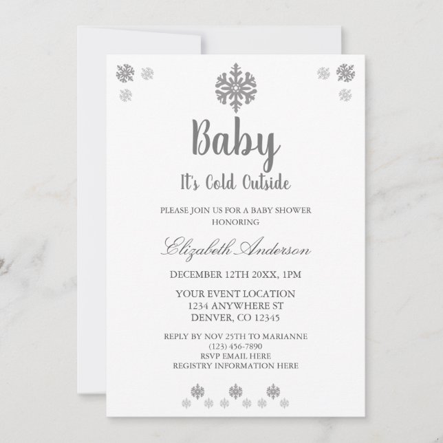 Invitación Bebé, hace frío fuera del Baby Shower invernal (Anverso)