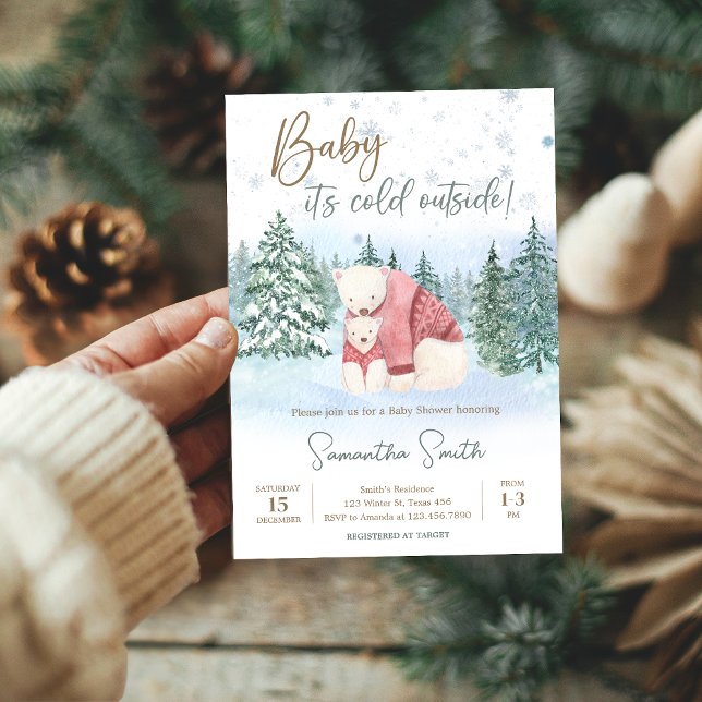 Invitación Bebé, hace frío fuera del Baby Shower invernal (Winter Baby Shower Invitation)
