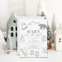 Bebé, hace frío fuera del Baby Shower para esquiar