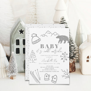 Invitación Bebé, hace frío fuera del Baby Shower para esquiar