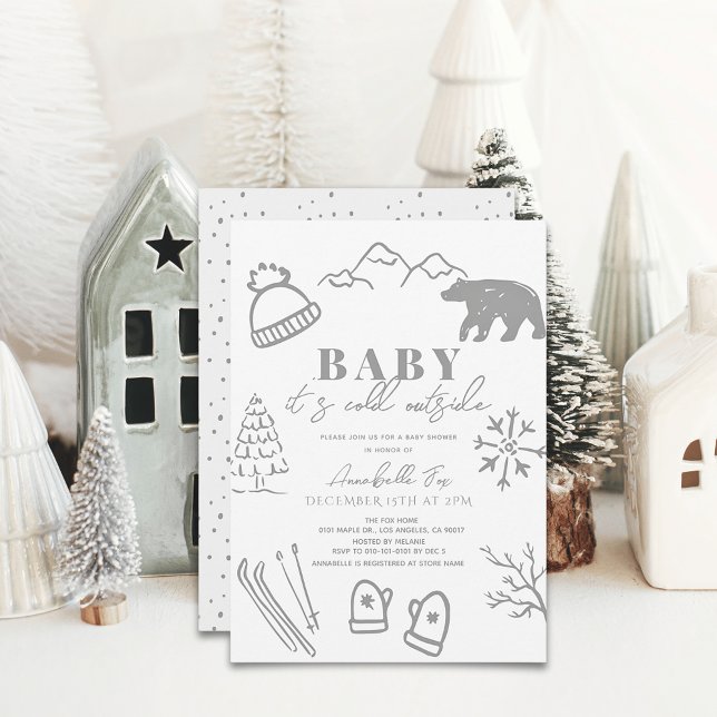Invitación Bebé, hace frío fuera del Baby Shower para esquiar (Subido por el creador)