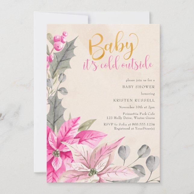 Invitación Bebé, hace frío fuera del Chica de invierno Baby S (Anverso)