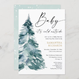 Invitación Bebé, hace frío fuera del invierno de la caligrafí