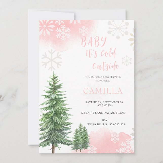 Invitación Bebé hace frío fuera del invierno Ducha bebé (Anverso)
