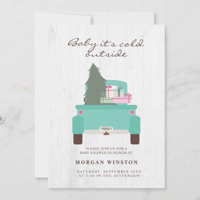 Invitación Bebé, hace frío fuera del país Baby Shower (Anverso)