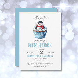 Invitación Bebé, hace frío fuera del pingüino Baby Shower