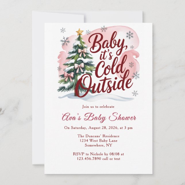 Invitación Bebé, hace frío fuera ducha de bebé de invierno  (Anverso)