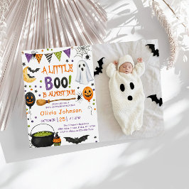 Invitación Bebé Halloween de Acuarela Un Pequeño Boo