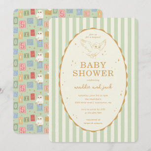 Invitación Bebé Harry Potter Hedwig Baño Neutral para el Bebé