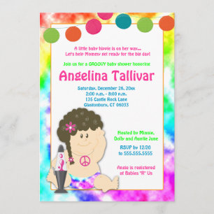 Invitación Bebé Hippie 60s 70s Groovy Baby Shower (Chica)