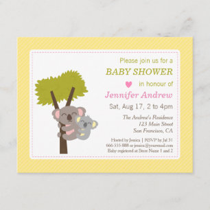 Invitación Bebé Koala Adorable y Ducha de Bebé para Mamá