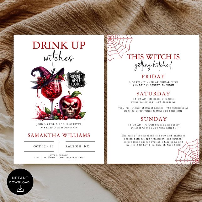 Invitación Bebe las brujas fiesta gótica de la soltera (Subido por el creador)