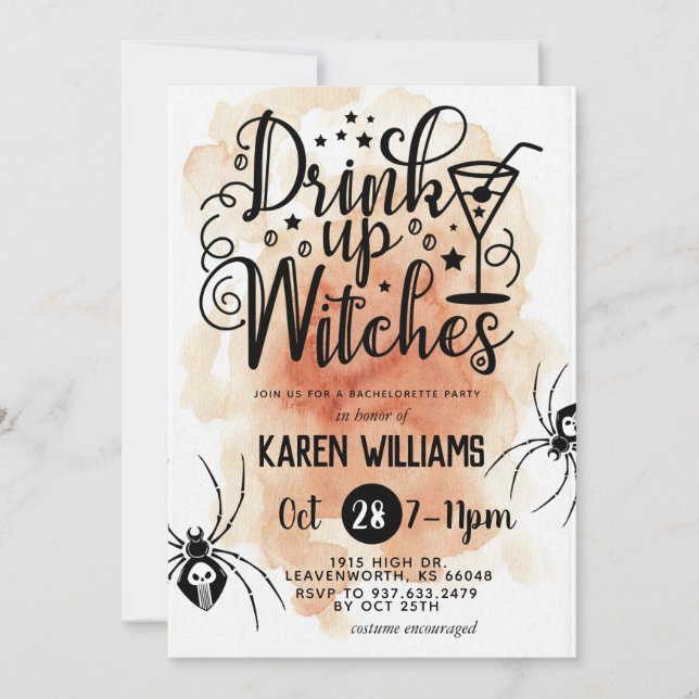 Invitación Bebe las brujas Halloween Bachelorette Party (Anverso)