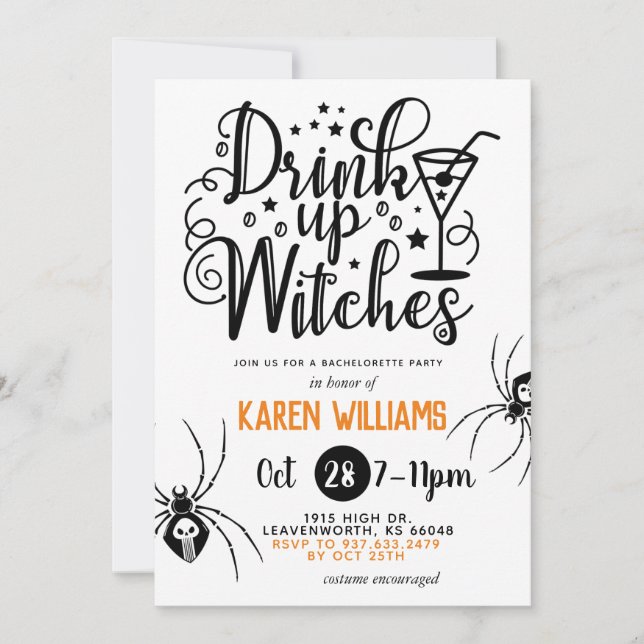 Invitación Bebe las brujas Halloween Bachelorette Party (Anverso)